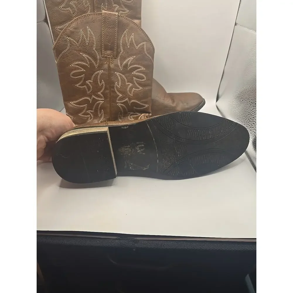 IUV CB-503 Men's Brown Faux Leather Western Cowboy Boots - Size 10